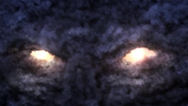 Animace Temných Bouřkových Mraků Tvaru Zlého Obličeje — Stock video
