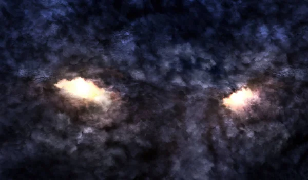 Ilustración Una Temible Cara Malvada Formada Por Nubes Fotos de stock