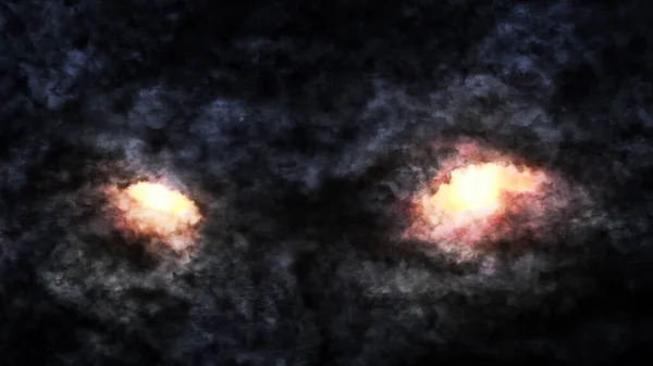 用燃烧的眼睛描绘暴风雨云形成一张邪恶的脸 免版税图库照片
