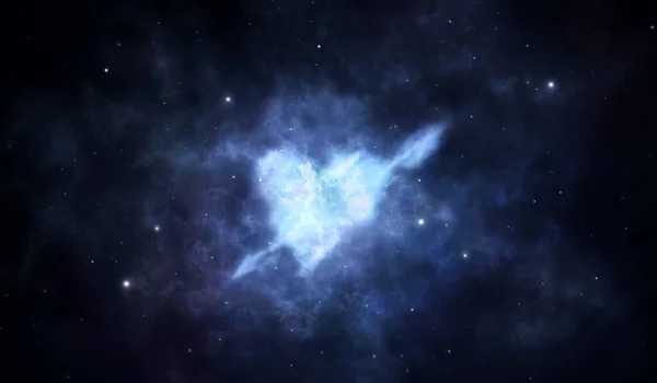 用箭头勾画出一个心形宇宙星云的图解 免版税图库图片