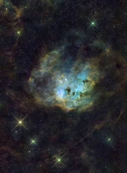 Imagen Astronómica Nebulosa Espacial Ic410 Constelación Auriga Capturada Con Telescopio Fotos de stock libres de derechos