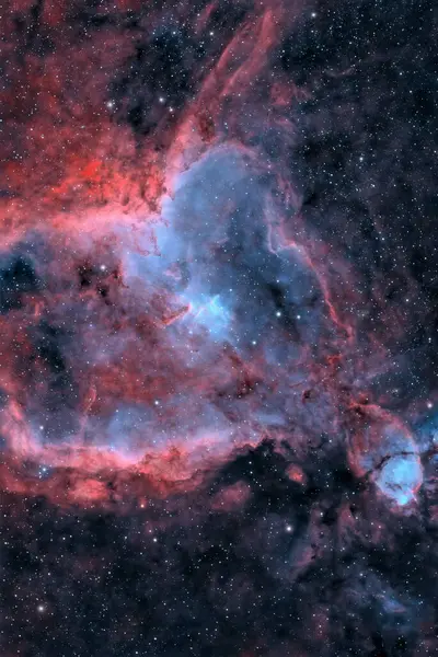 Астрономическое Изображение Ic1805 Известное Туманность Сердца Снятая Любительским Телескопом Выделенной Стоковое Фото