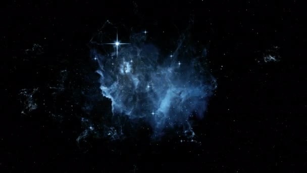 Бесшовная Анимация Вращающейся Голубой Космической Туманности — стоковое видео