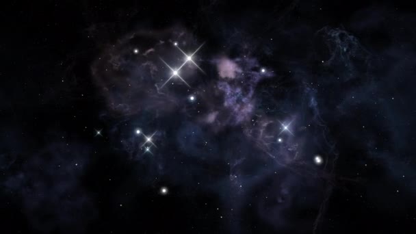Бесшовная Анимация Полета Вокруг Космических Облаков Ярких Звезд — стоковое видео