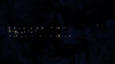 Mutlu Yıllar Animasyonu Gece gökyüzündeki takımyıldızlara benzeyen harflerle selamlanıyor