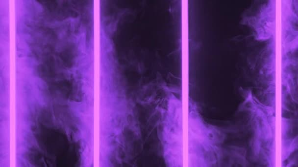 Luce Neon Colorata Con Fumo — Video Stock
