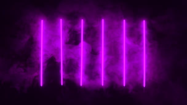 Barevné Neonové Světlo Kouřem — Stock video