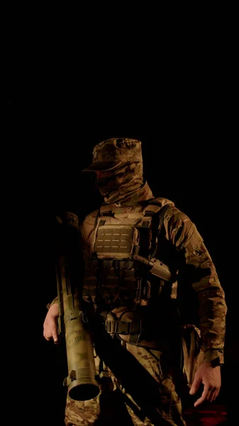 Soldier Black Background — Stock Photo, Image