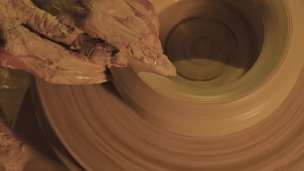 Hands Mold Vase Clay — Stock Video