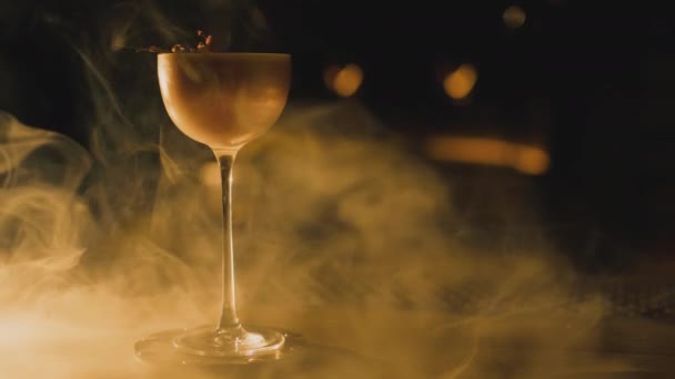 Elegante Cocktail Bar Met Rook — Stockvideo