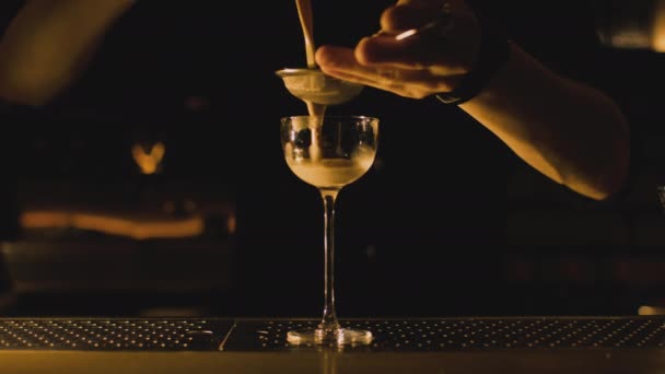 Bartendern Gör Elegant Cocktail Ikväll — Stockvideo