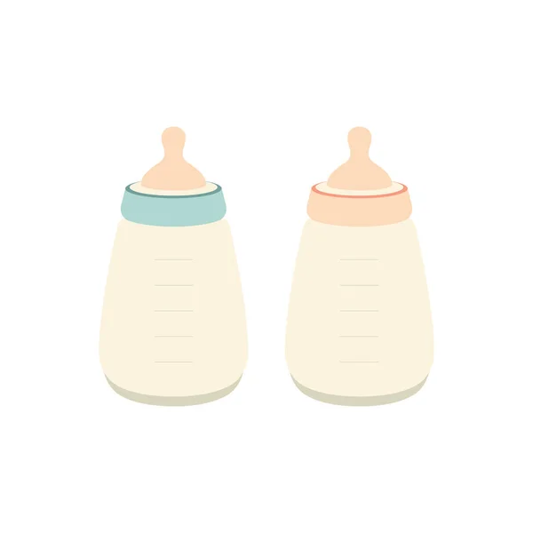 Boy Girl Baby Bottles Baby Design Farmhouse Print Eps10 — ストックベクタ