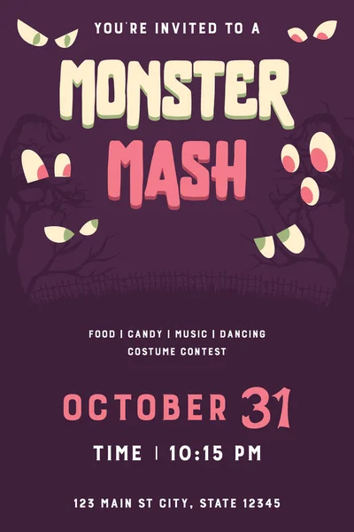 Convite Halloween Monster Mash —  Vetores de Stock