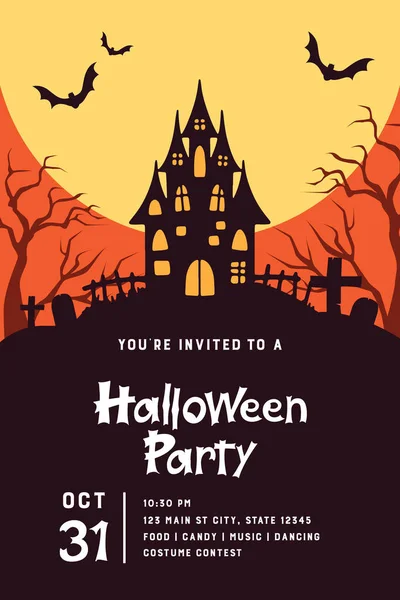 Convite Halloween Casa Assombrada Vetor De Stock