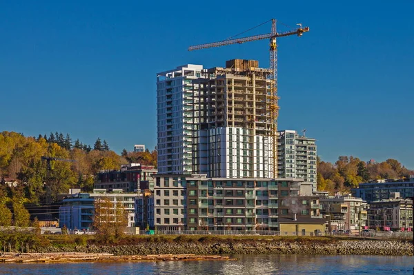 Construction New Residential District Riverbank Vancouver City River Bank Slope — Stock Photo, Image