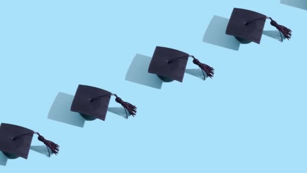 Moving Graduated Cap Pattern Education Concept Motion Background — Stock Video