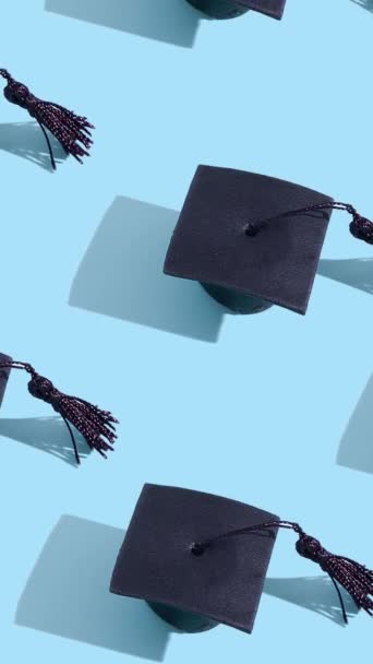 Moving Graduated Cap Pattern Education Concept Motion Background Mobile Footage — Stockvideo