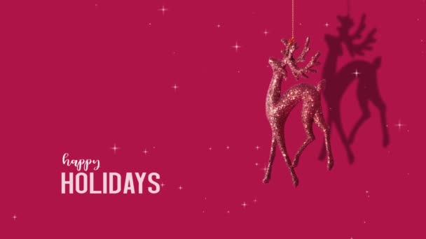 Поздравление Праздниками Текст Блестящими Оленя Рождество Viva Пурпурный Модный 2023 — стоковое видео