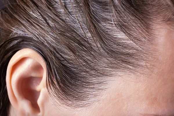 Close Fragment Female Head Gray Hair — Stock Photo, Image