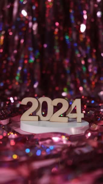 Čísla Nového Roku 2024 Pódiu Bokeh — Stock video