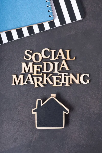 Social Media Marketing inscription made with wooden letters, top view. Social Media Marketing. High quality photo