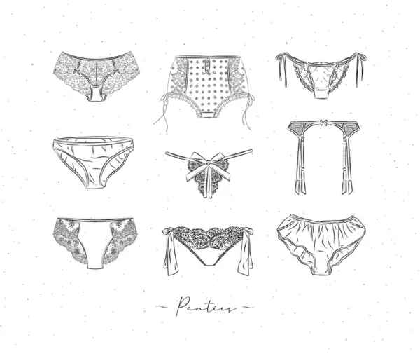色彩艳丽的内裤系列 以白色背景的图形风格绘制 — 图库矢量图片