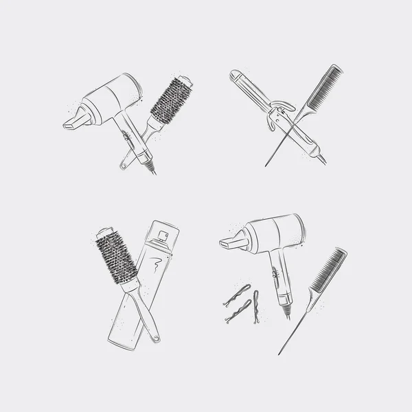Инструменты Укладки Волос Аксессуары — стоковый вектор