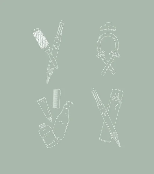 Изображение Композиции Инструментов Скручивания Зеленом Фоне — стоковый вектор