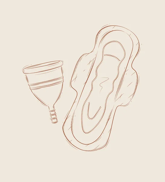 Менструальная Чашка Женская Гигиеническая Подкладка Рисунок Бежевом Фоне — стоковый вектор