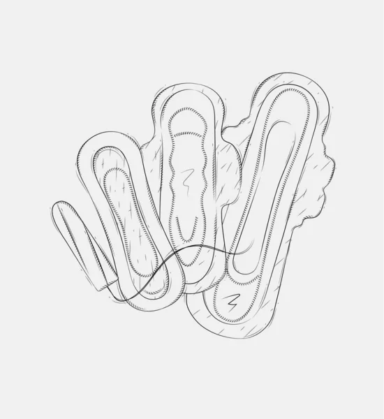 Тампон Типы Женских Гигиенических Прокладок Рисуют Сером Фоне — стоковый вектор