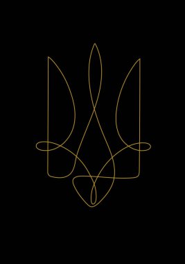 Siyah arkaplanda Ukrayna arması kalem çizimi tarzı