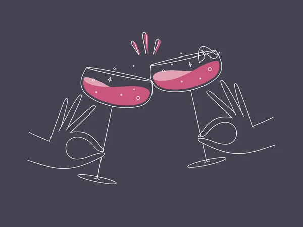 Main Tenant Des Cocktails Daiquiri Verres Clinquer Dessin Dans Style — Image vectorielle