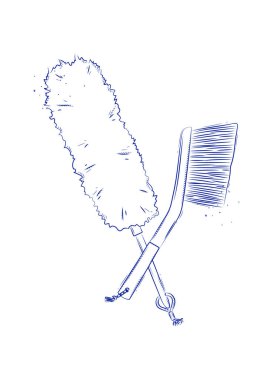 Işık arkaplan üzerinde grafik biçiminde toz temizleme aracı ve fırça çizimi