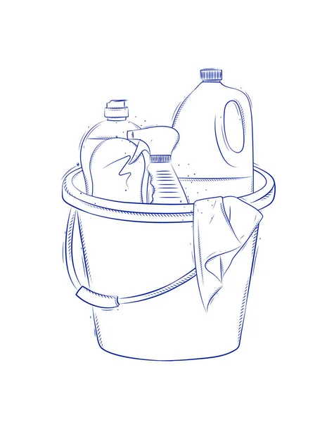 清洗工具配件桶 玻璃清洗机画图 — 图库矢量图片