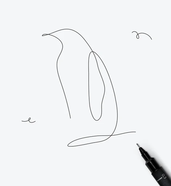 Penguin Θάλασσα Πλάσμα Σχέδιο Μινιμαλιστικό Στυλ Στυλό Γραμμή Λευκό Φόντο — Διανυσματικό Αρχείο