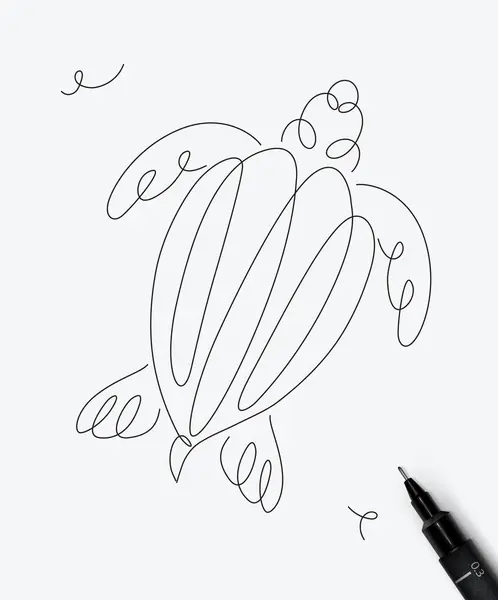 Рисунок Морских Черепах Стиле Перьевой Линии Белом Фоне — стоковый вектор