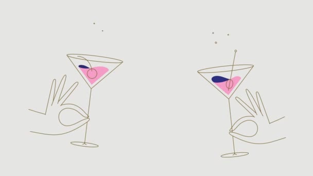 Mano Clic Vaso Martini — Vídeo de stock
