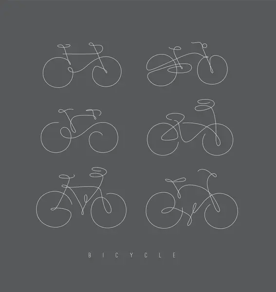 Fahrrad Symbole Zeichnen Handgezeichneten Linien Kunststil Zeichnung Auf Grauem Hintergrund Stockillustration