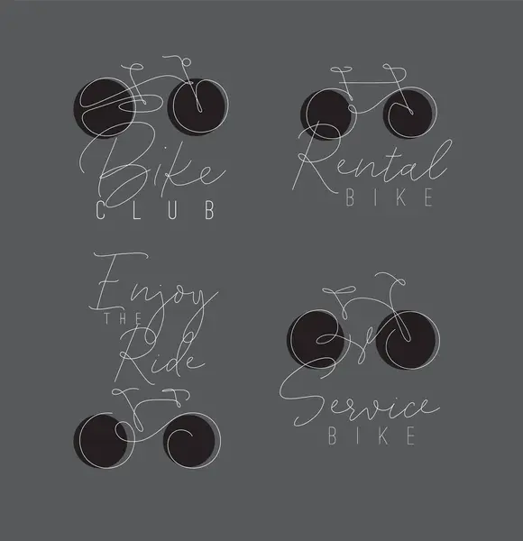 Fahrradsymbol Etiketten Mit Schriftzug Zeichnung Mit Farbelementen Auf Grauem Hintergrund Vektorgrafiken