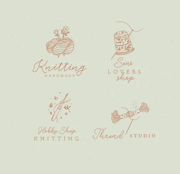 Příze Příze Vlna Háčkování Nápisem Kresba Květinovém Stylu Tyrkysovém Pozadí Vektorová Grafika