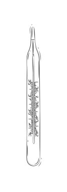 Tıbbi amaçlar için düzenli termometre beyaz arkaplanda grafik biçimi çizer