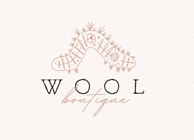 Tırtıl yünlü etiket tasarımı. Üzerinde bej arka planda çiçek çizimi var.