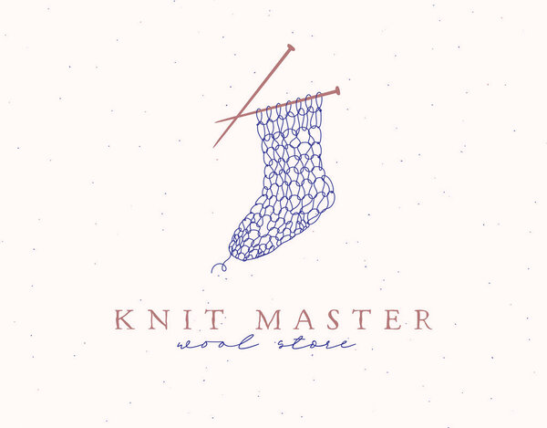 Наклейка для носков с рисунком магазина шерсти на бежевом фоне