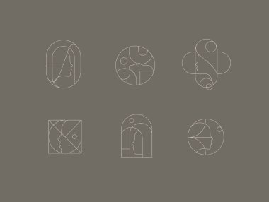 Gri arkaplanda minimalist doğrusal sanat tarzı çizen kadın siluetleri.