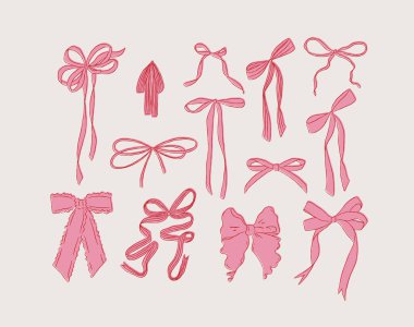 Kurdele el çizimi çizimi kırmızı ve açık arkaplanda pembeyi doldurur