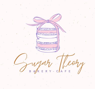 Pastane etiket tasarımı ve bej arkaplan üzerine şeker teorisi çizimi