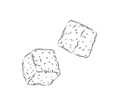 Nargile kömürü, beyaz arka planda siyah ve klasik grafik tarzında çizim yapmak için.