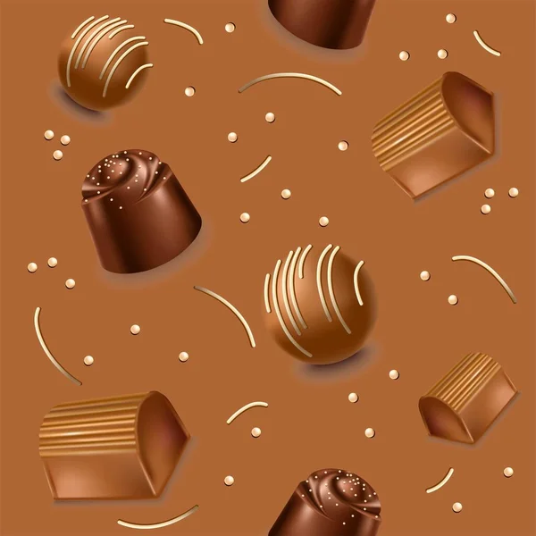 Dolci Dolci Caramelle Cioccolato Con Ripieno Panna Mousse Gustoso Pasto — Vettoriale Stock
