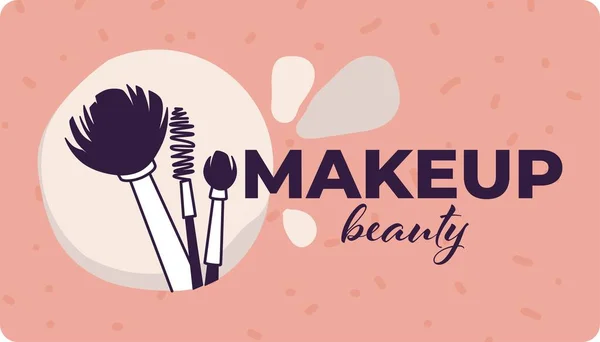 Business Card Logotype Beauty Salon Makeup Trends Women Mascara Powder — Stock Vector