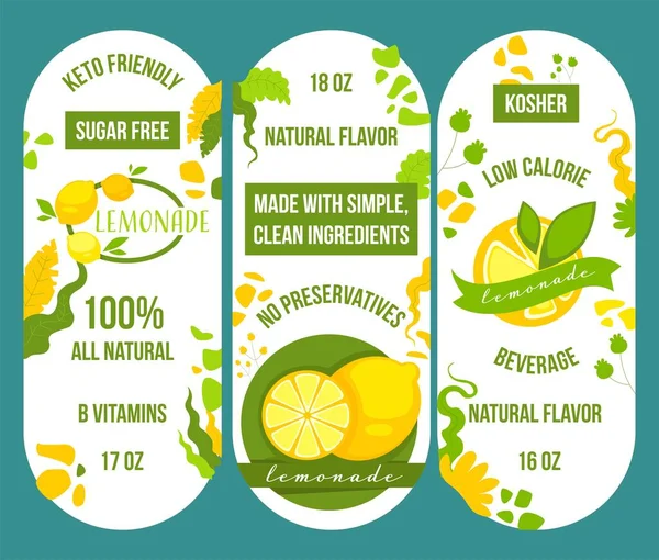 Limonade Emblem Oder Etikett Ohne Zucker Und Natürliches Aroma Keto — Stockvektor